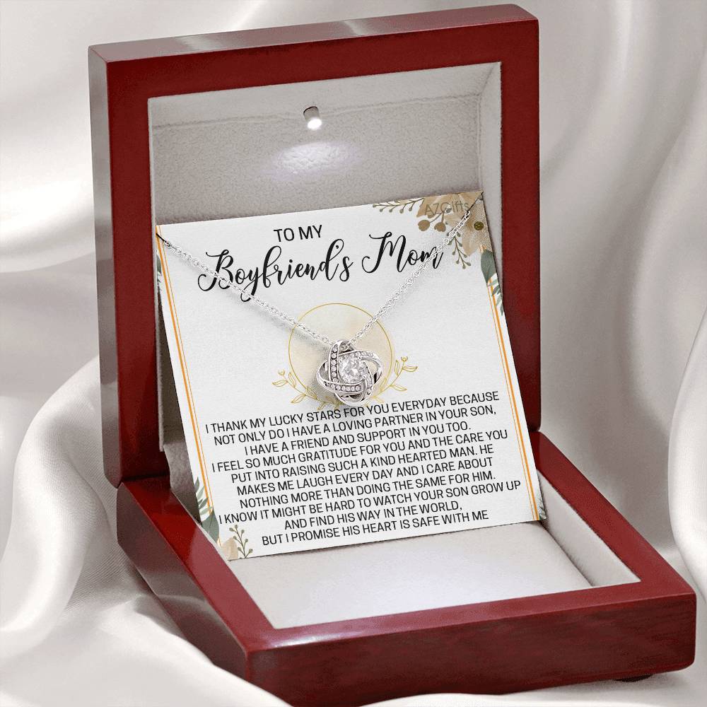 To My Boyfriend's Mom Necklace From Girlfriend,  Love Knot Pendant Gift For Boyfriend's Mom, Jewelry Gift Women, Boyfriend's Mom Gift Necklace On Mothers Day Birthday Presents for Mom Necklace