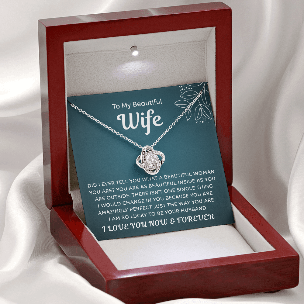 Wife Gift Necklace, To My Beautiful Wife Necklace From Husband, Wife Love Knot Necklace From Husband, Jewelry Gift For Women, Beautiful Women, Badass Wife Gift Necklace, Soulmate Gift Necklace
