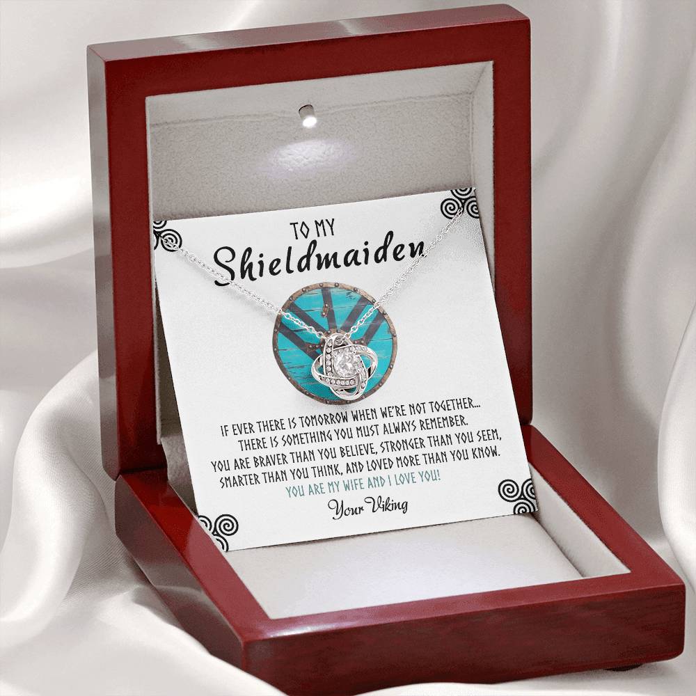 Shieldmaiden Necklace From Your Viking, Love Knot Pendant Gift From Wife, Fiancee, To My Shiedmaiden Love Knot Necklace Gift Jewelry For Women Pendant Female, You Are My Wife And I Love You Necklace