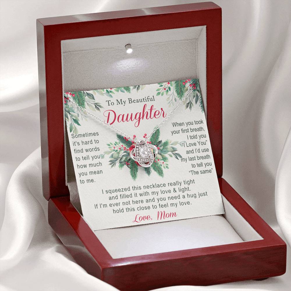 To My Daughter Gift Necklace from Mom Necklace for Daughter Present for Daughter Christmas Day Gift Christmas Necklace Pendant Jewelry for Daughter Christmas Card Jewelry Gift For Girls Little Girl