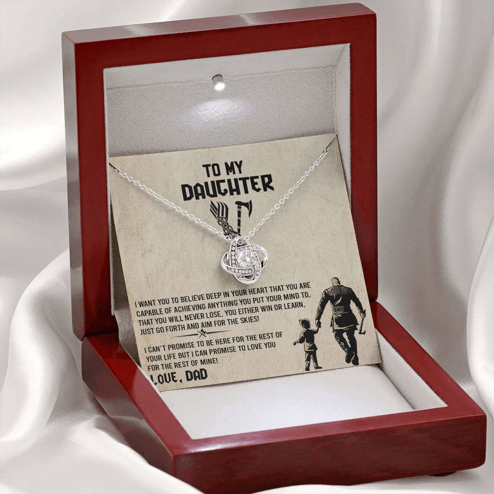 To My Daughter  Necklace from Viking Dad, Baby Girl Necklace Support Breath Be There Love Knot Chain, Personalized Gift Chain Necklace Jewelry for Women Gift On Birthday, Christmas Graduation Gift