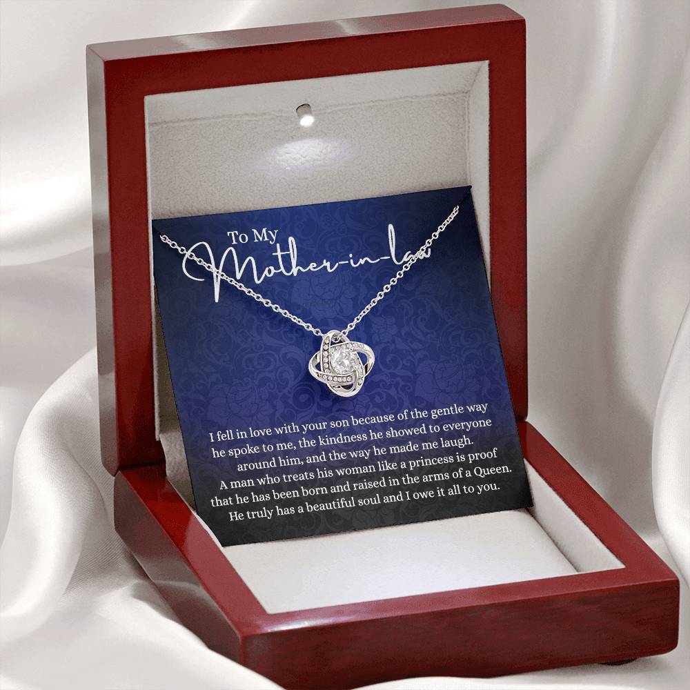 To My Mother in Law Love Knot Necklace, Mother in Law Jewelry Gift Box, Gift Card For Mom, Necklace for Mother in Law Jewelry Gift For Women, To My Mother-in-law On Wedding Day Mother's day Necklace