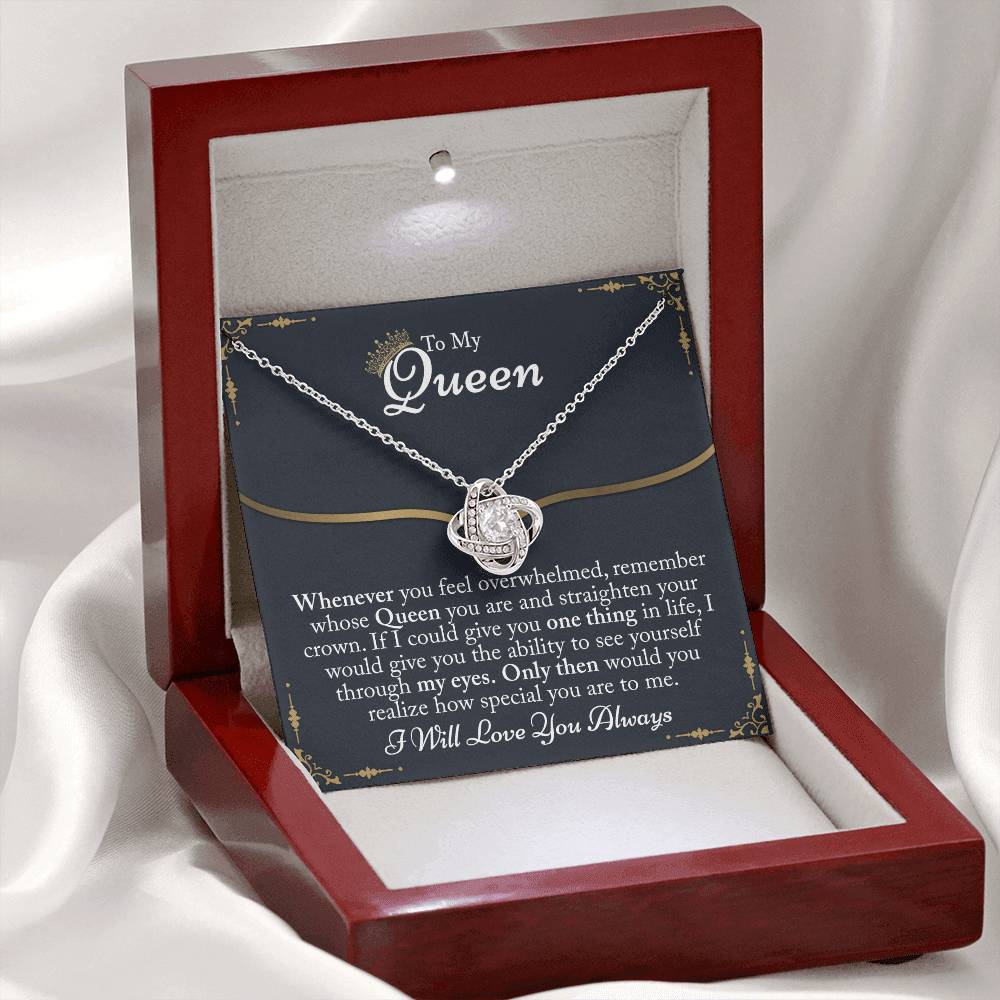 To My Queen Gift For Her Jewelry Gift Her Gift for Her Christmas Necklace From Boyfriend, Husband, Girlfriend Gift Necklace - Jewelry Gift For Girls, Love Knot Pendant Gift For Girlfriend, Soulmate
