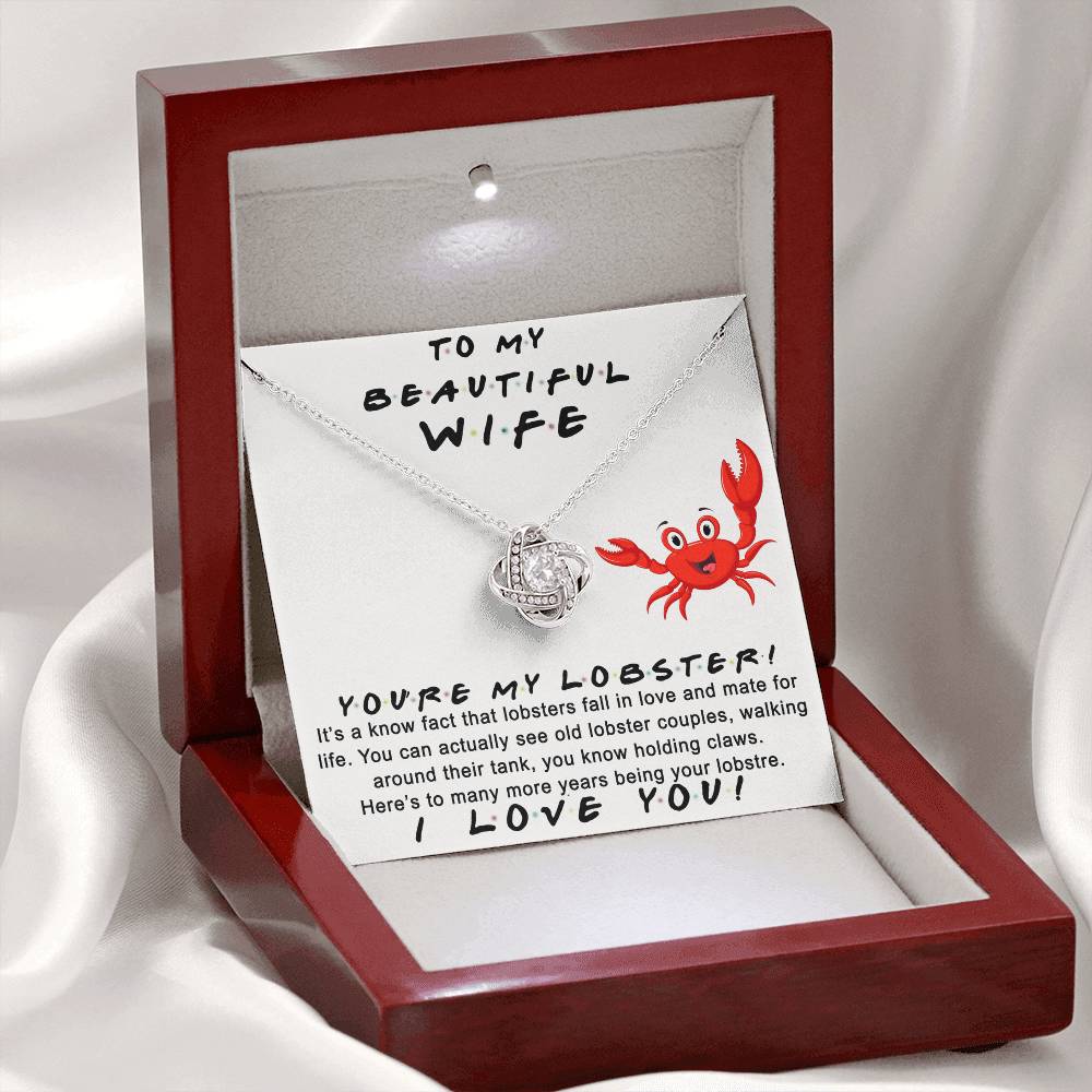 Wife Gift Necklace, To My Beautiful Wife Necklace From Husband, You're My Lobster Wife Love Knot Necklace From Husband, Jewelry Gift For Women, Badass Wife Gift Necklace, Soulmate Gift Necklace