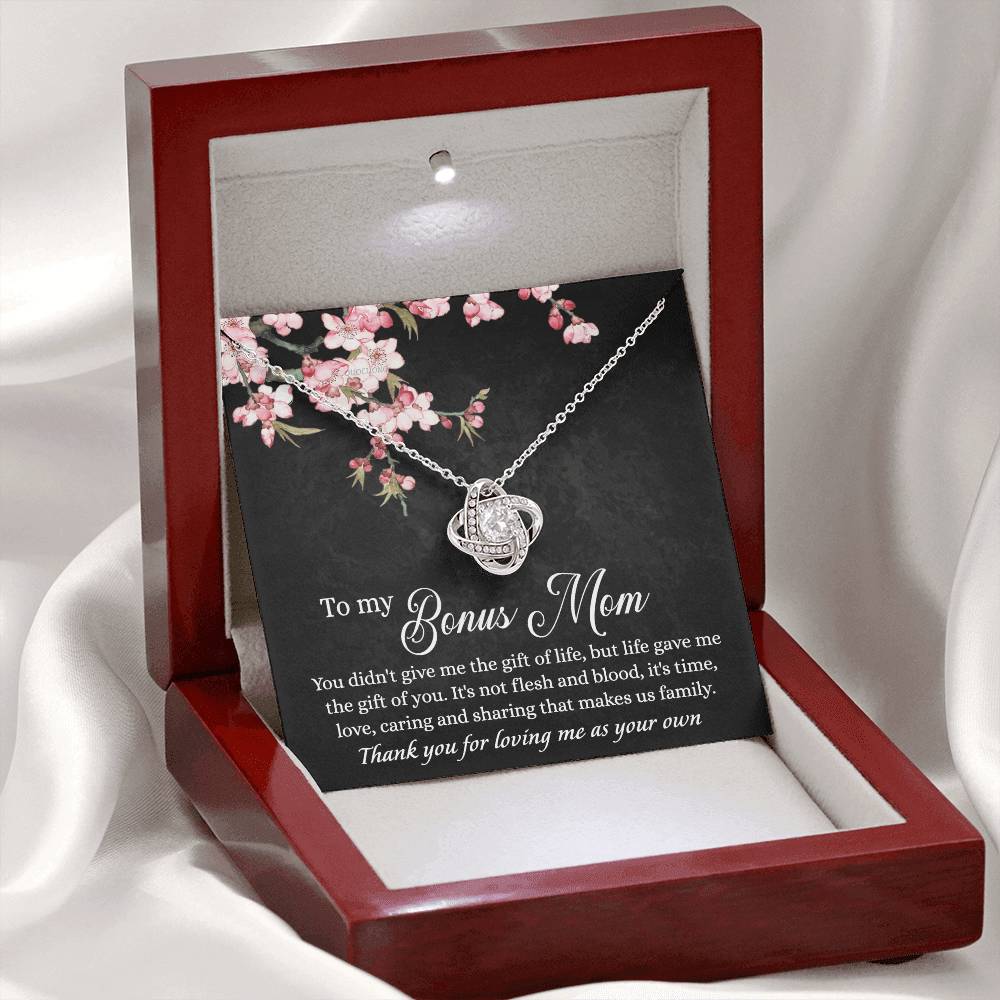 To My Bonus Mom Necklace From Daughter, Bonus Mom Gift Necklace, Mother And Daughter Necklace Gift For Mom, Gift For Mom Necklace, Bonus Mother Gift Necklace Thank You For Loving Jewelry For Women