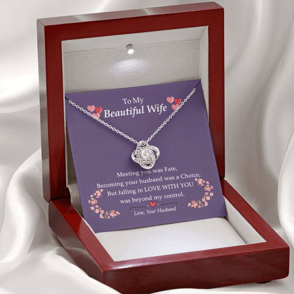 To My Beautiful Wife Necklace From Husband Love With You Pendant Gift For Wife, Wife Gift Necklace, Husband To Wife Gift Love Knot Pendant Gift From Men Jewelry Gift For Women Soulmate Gift Necklace