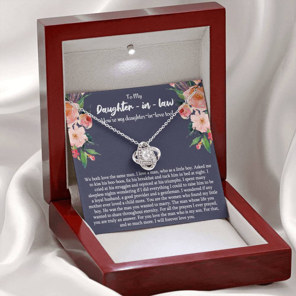 Daughter in Law Gifts Necklace From Mother in Law To My Bonus Daughter in Law Pendant From Mom, Mother Jewelry with Message Card and Gift Box Surprise Gift for Daughter in Law, Daughter in Law Gift