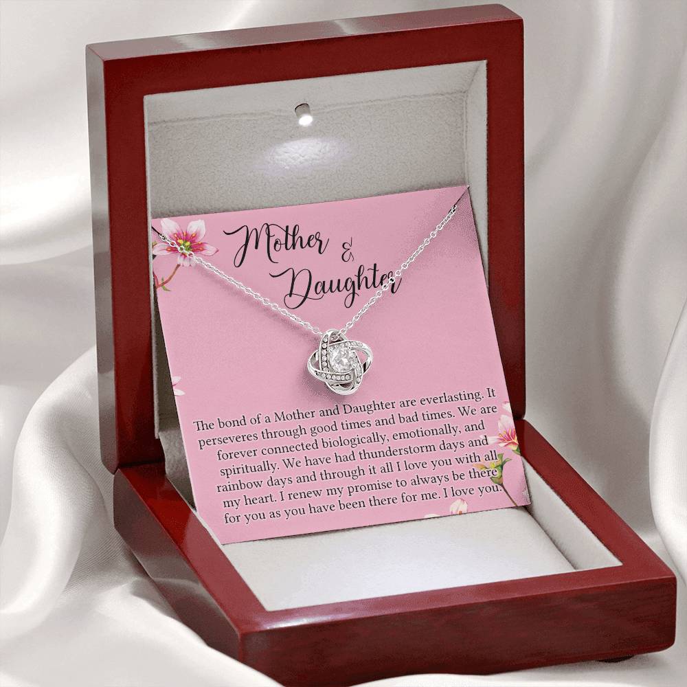 Mother And Daughter Gift Necklace - To My Mother Love Knot Necklace Gift From Daughter, The Bond Of A Mother And Daughter Love Knot Pendant Gift For Mom, Jewelry Gift For Women, Bonus Mother Gift