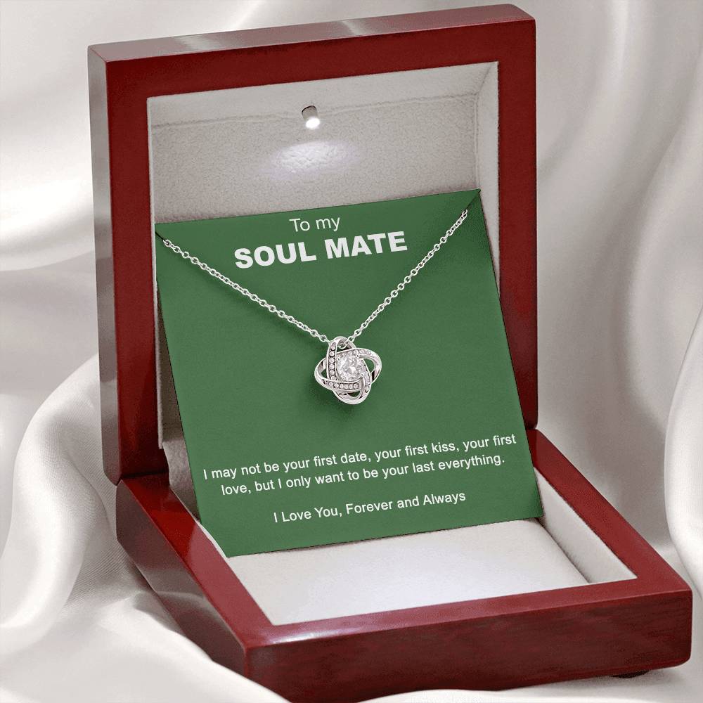 To My Soul Mate Love Knot Necklace Gift From Husband, Boyfriend with Message Card Gift For Soulmate Love Knot Pendant, Gift Necklace for Her Romantic Soulmate Gift Pendant, Girlfriend Gifts