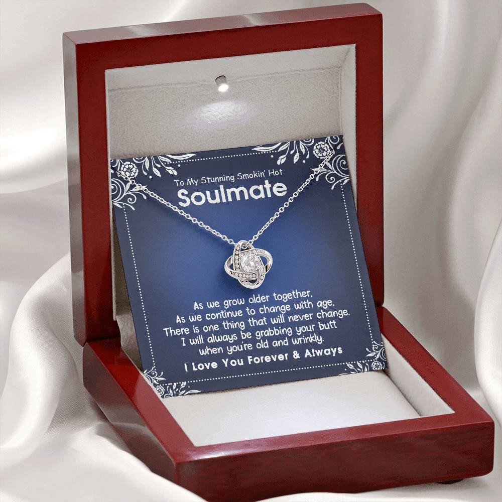 To My Stunning Smokin' Hot Soulmate Necklace, Necklace For Stunning Smokin' Hot Soulmate, Jewelry Gift For Women, Love Knot Pendant Gift For Stunning Smokin' Hot, Wife, Romantic Gift Necklace for Her