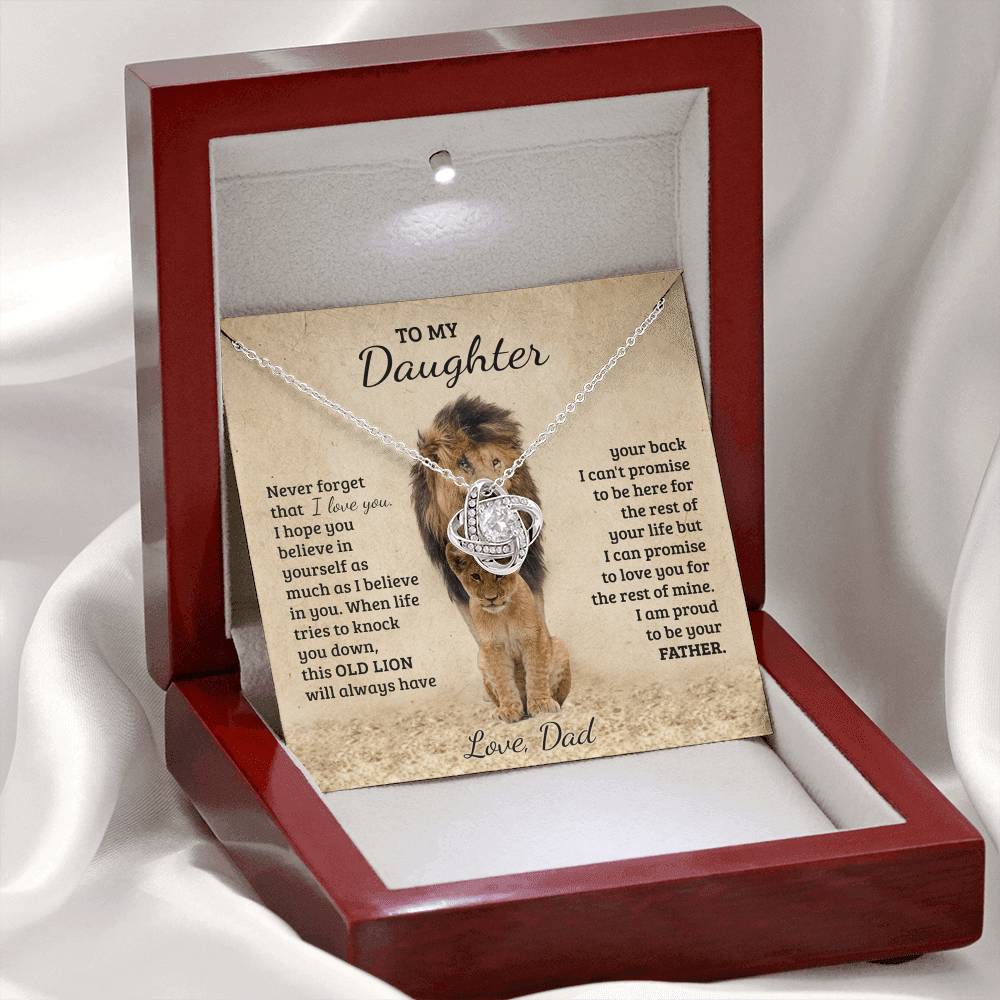 To My Daughter Gift Necklace from Dad Old Lion Your Back Believe Rest of Mine Personalized Chain Necklace Jewelry for Women Birthday Valentine Mother Jewelry Gift For Girls, Little Girl