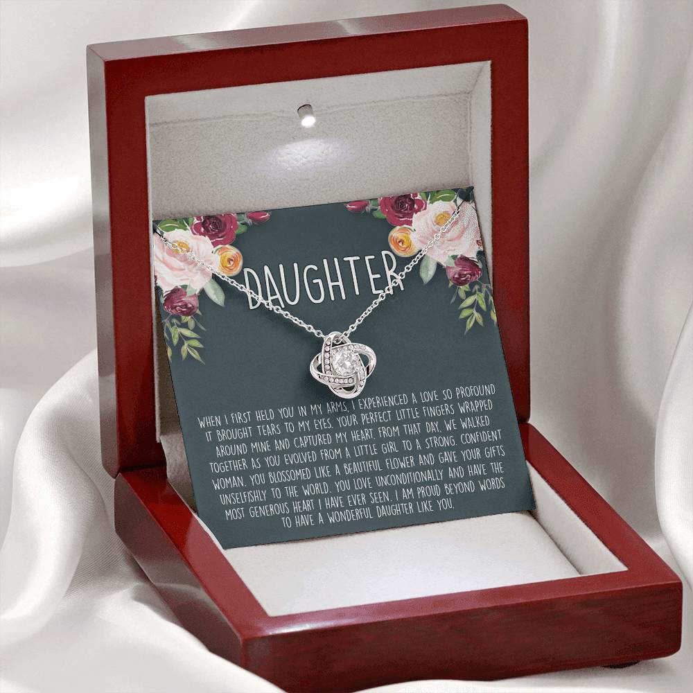 To My Daughter Love Knot Necklace From Parent And Daughter Love Knot Pendant Gift For Daughter From Mother Father To Daughter Love Knot Jewelry Gift For Girls, Wonderful Daughter Necklace
