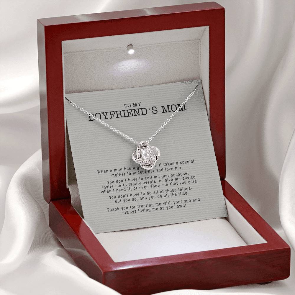 Gifts for Boyfriend's Mom Necklace, To My Boyfriends Mom Necklace, Boyfriend's Mom Gifts, Gifts For My Boyfriends Mom Love Knot Necklace From Man, Boyfriends Mom Christmas Necklace Mother's Day
