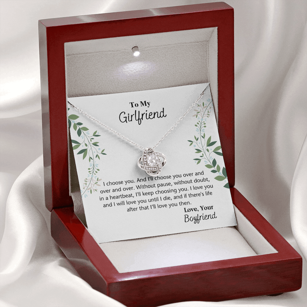 To My Girlfriend Necklace From Boyfriend, Husband, Gift Necklace For Girlfriend I Choose You Necklace - Love Knot Pendant Gift For Girlfriend, Soulmate Necklace To Girlfriend Jewelry Gift For Girls