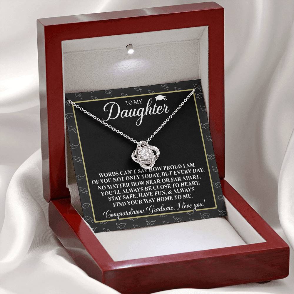 To My Daughter Gift Necklace From Father to Daughter Gift, Birthday Necklace Love Knot Pendant Necklace Gift Message Card and. Gift Box styles On Birthday, Christmas, Anniversary Graduation Gift