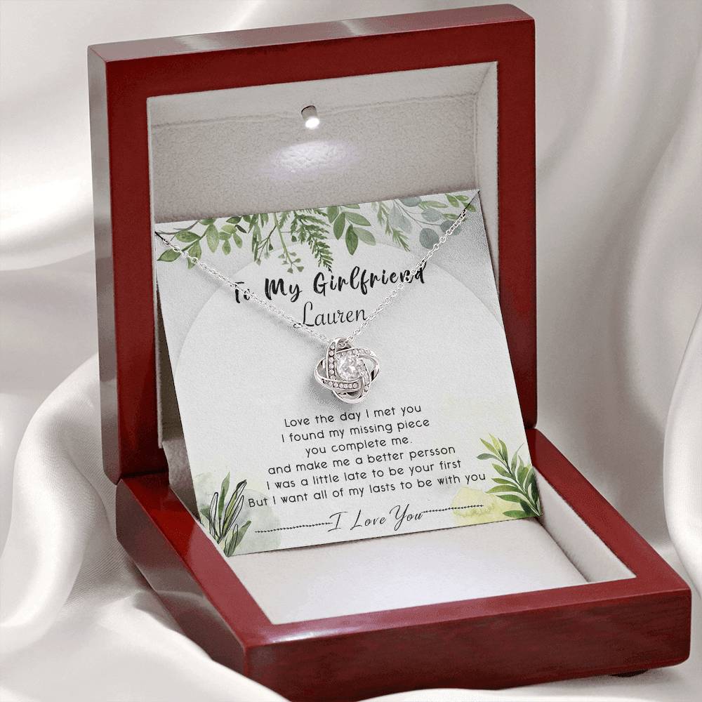 To My Girlfriend Necklace From Boyfriend, Husband, Beautiful Girlfriend Gift Necklace - Jewelry Gift For Girls, Love The Day Love Knot Pendant Gift For Girlfriend, Soulmate Personalize Necklace