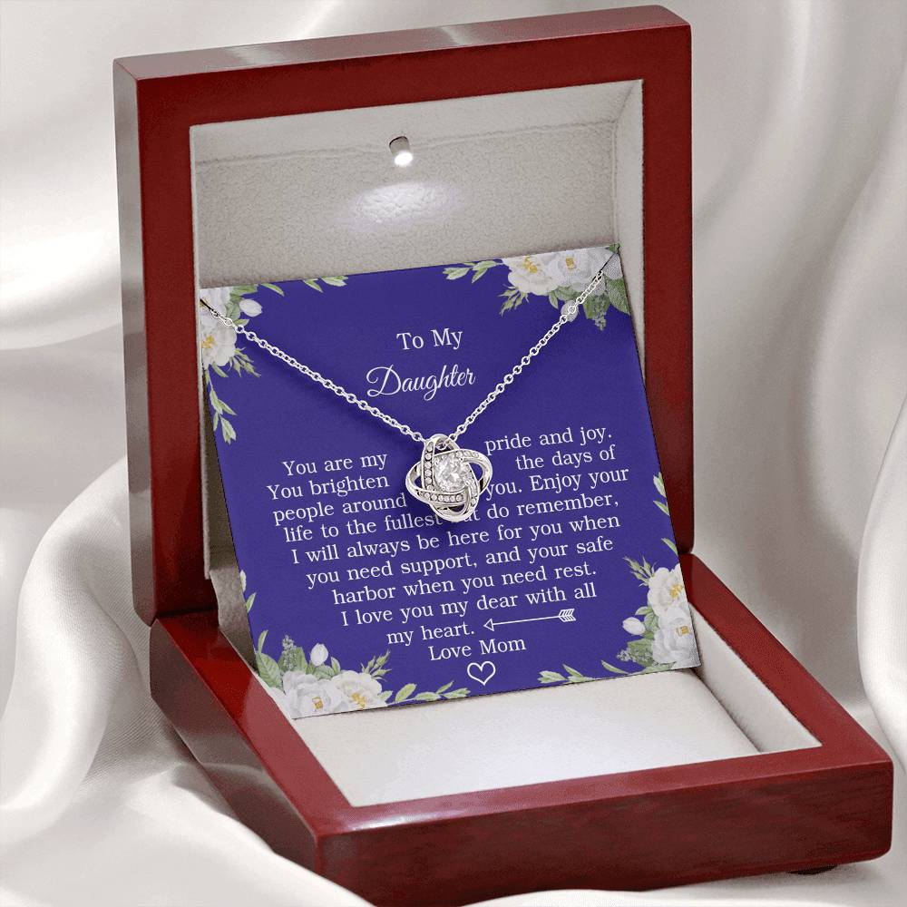 To My Daughter Love Knot Necklace From Mom And Daughter Pendant Gifts For Daughter's From Mother To Daughter Jewelry Gift For Girls, Daughter Necklace Gift From Mother, Daughter To Mom Jewelry