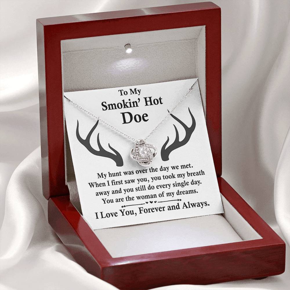 To My Smokin' Hot Doe Necklace Gift From Husband Boyfriend Dreams Love Knot Necklace Gift For Soulmate Wife with Message Card Gift Box Gift Necklace for Her Romantic, Girlfriend Gifts Necklace