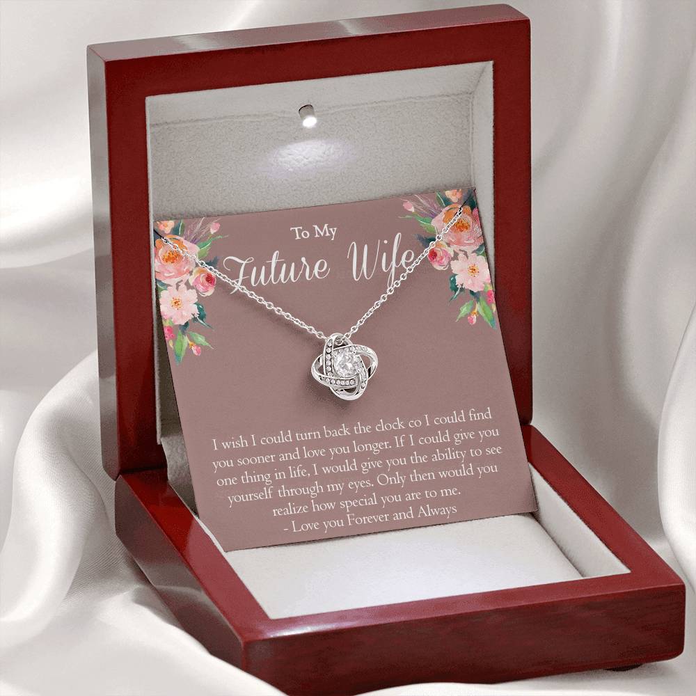 To My Future Wife Necklace From Future Husband, Personalized Gift Necklace for Future Wife, Girlfriend Pendant Jewelry for Fiance Romantic Gifts Necklace For Her, Love Knot Necklace Gift For Wife