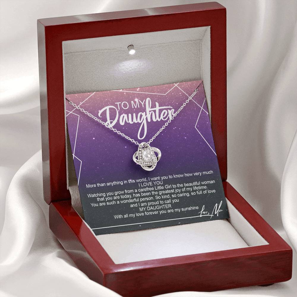 To My Daughter Necklace Gift from Mom or Dad, Sentimental Gift for Her, Daughter Gift On Birthday Gift, Graduation Gift Message Card and Gift Box styles To Daughter, Jewelry Gift For Little Girls