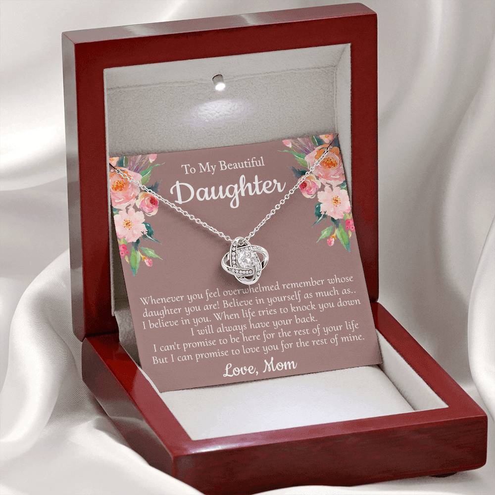 To My Beautiful Daughter Necklace From Mom With Thoughtful Card Box Gift, Necklace for Daughter from Mom Gifts Jewelry for Girls, Her Little Girl Necklace,  Mother To Daughter Gift Necklace