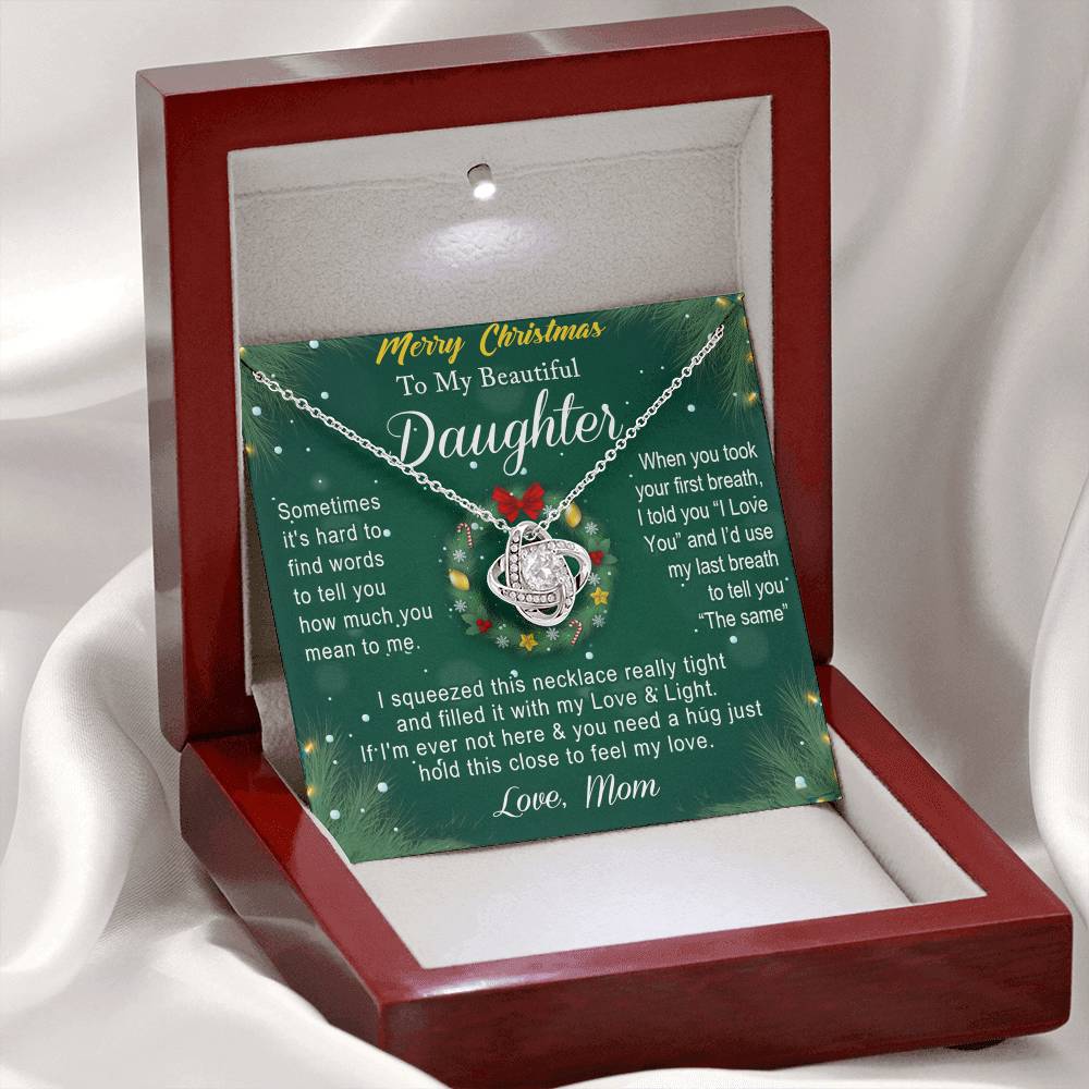 To My Beautiful Daughter Gift Necklace From Mom, Merry Christmas  Necklace For Daughter, Necklace for Christmas Daughter, Little Girl, Gift Pendant Mother And Daughter Jewelry Gift For Girls