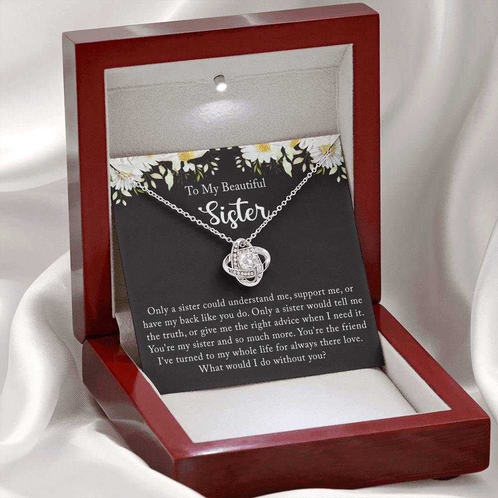 Personalized Gift Necklace - Love Knot Necklace, Sister Wedding Gift from Bride, Sister of the Bride Necklace, Sister Wedding Gift, Thank you Gift to Sister Maid of Honor, Matron of Honor Necklace
