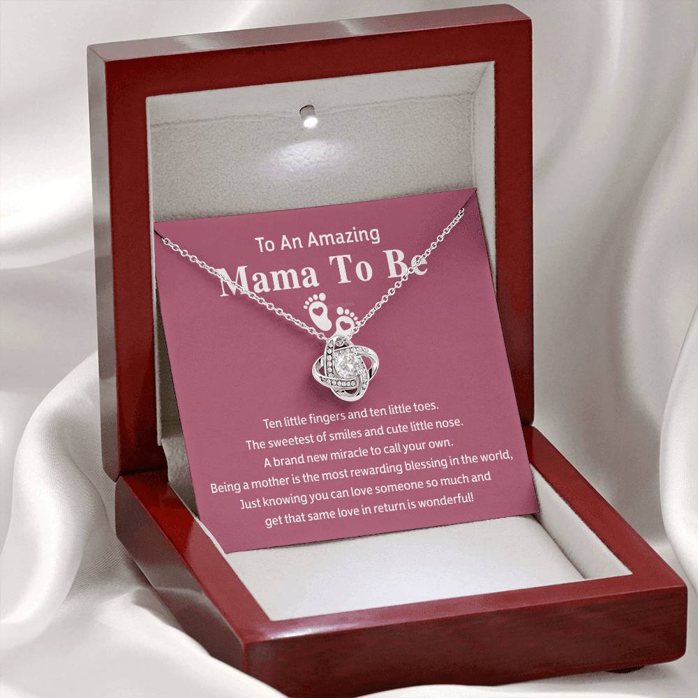 Mama To Be Gift Necklace, To An Amazing Mama To Be Necklace From Daughter, Mama To Be Love Knot Necklace, Wonderful Mom Gift Necklace From Daughter, Jewelry Gift For Women, Mama To Be Necklace Gift