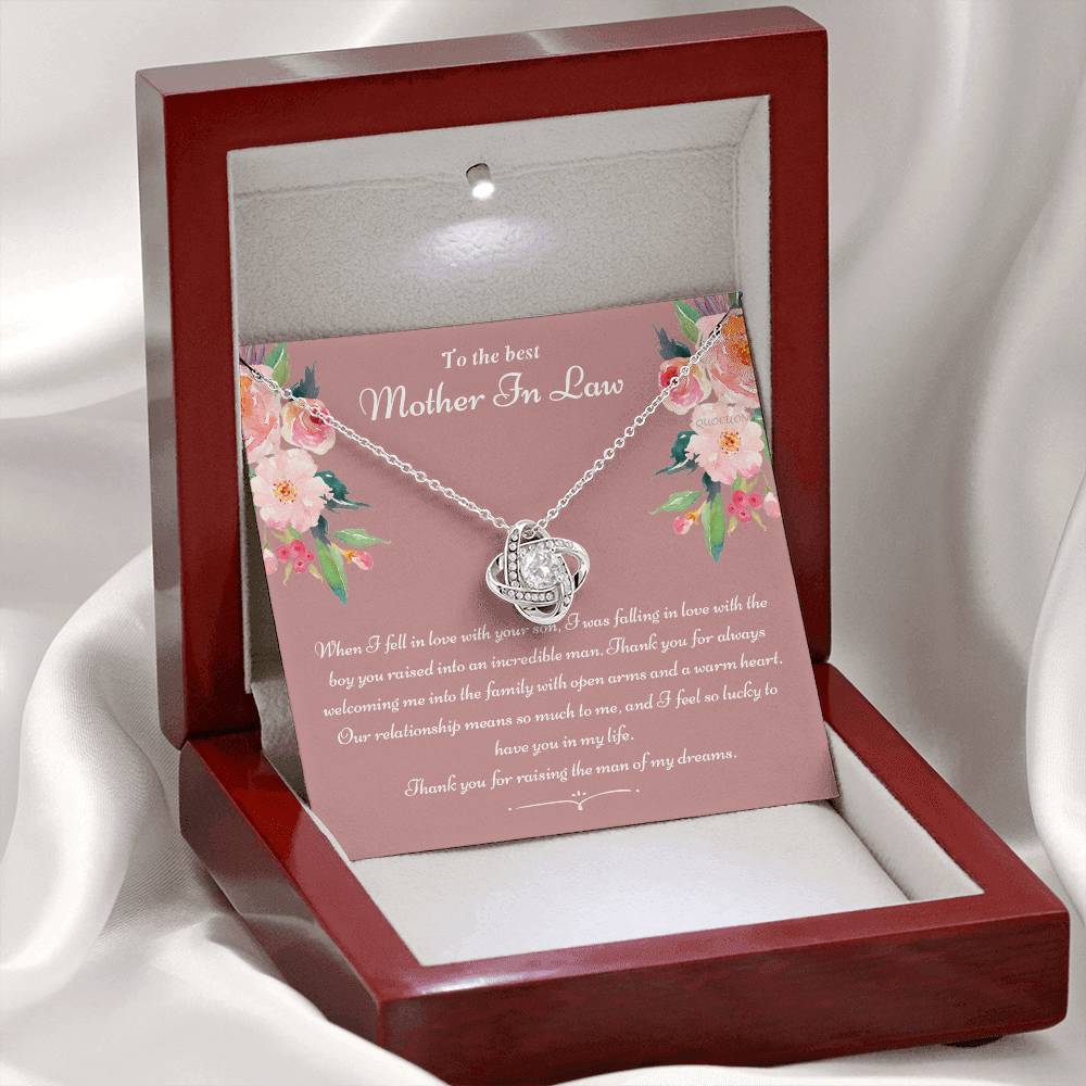 To The Best Mother In Law Gifts, Love Knot Necklace, Mother's Day Necklace Gifts