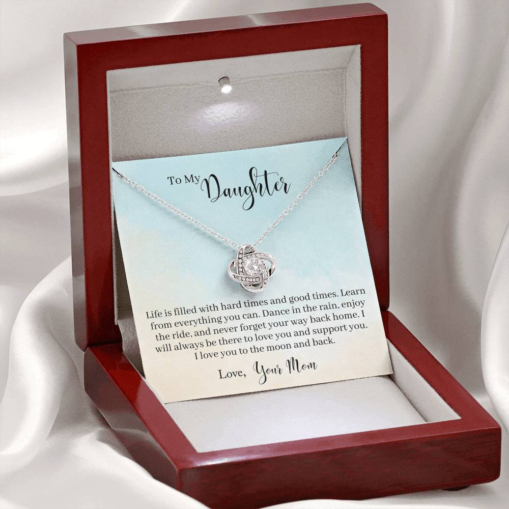 To My Daughter Love Knot Necklace From Mom, Happy Graduation Gift Necklace, Mother And Daughter Love Knot Necklace, Daughter Gift Necklace From Mommy Mother To Daughter Jewelry Gift For Girls