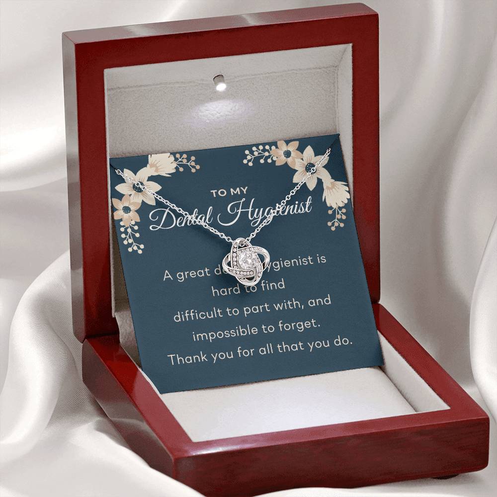 Personalized Gift Love Knot Necklace Gift For Dental Hugienist, Dental Hygienist Gift Necklace, Assistant Present Gift Necklace, Thank you Appreciation For Dental Hygienist Custom More Necklace