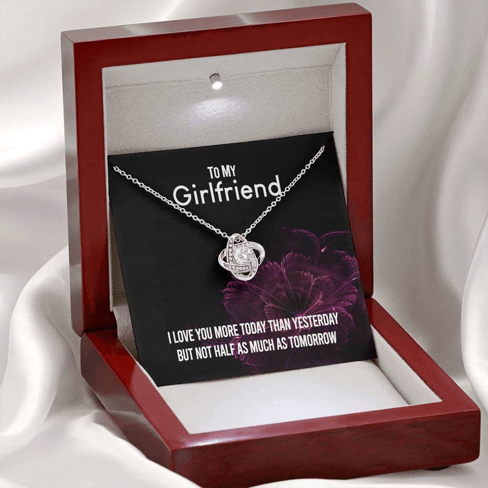 To My Girlfriend Necklace Romantic Girlfriend Birthday Gifts for Girlfriend From Boyfriend, Husband, Girlfriend Gift Necklace - Jewelry Gift For Girls, Love Knot Pendant Gift For Girlfriend, Soulmate