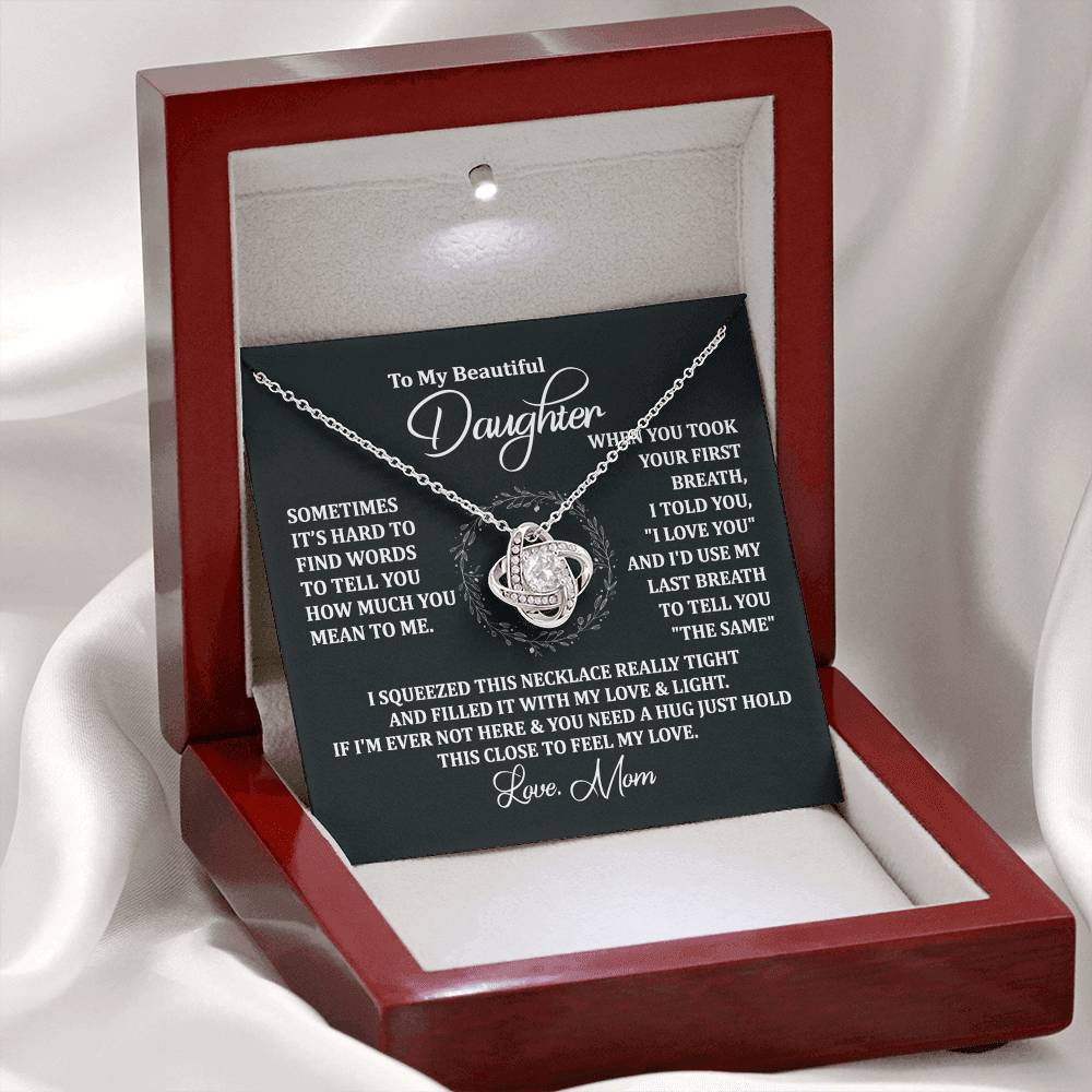 To My Beautiful Daughter Necklace Gift From Mom To Daughter, The Love Knot Necklace, Graduation Gift, Birthday Gift, Mothers Day Jewelry Birthday Gift For Daughter, Mother And Daughter Gift Jewelry