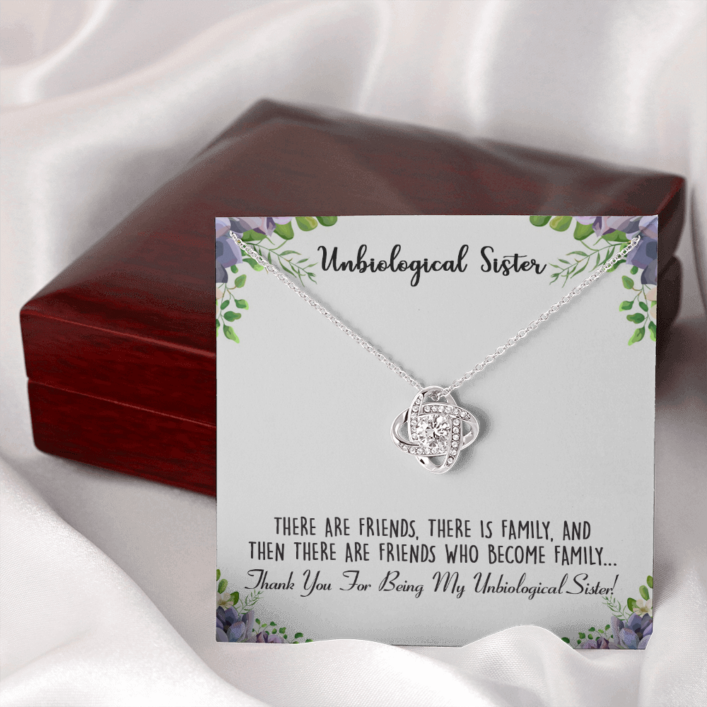 To My Unbiological Sister Love Knot Necklace From Sister, Thank You For Being Sister Gift Necklace, Sister-in-Law Gift Pendant, Love Knot Jewelry Gift For Girls Brother And Unbiological Sister Gifts