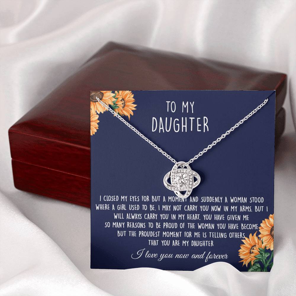 Gift Necklace For Daughter, To My Daughter Love Knot Necklace From Mom - I Love You Now And Forever Necklaces For Daughter From Mom And Dad Daughter Necklace,vSuddenly A Woman Jewelry Gift For Girls