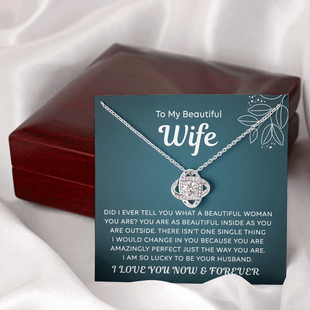 Wife Gift Necklace, To My Beautiful Wife Necklace From Husband, Wife Love Knot Necklace From Husband, Jewelry Gift For Women, Beautiful Women, Badass Wife Gift Necklace, Soulmate Gift Necklace