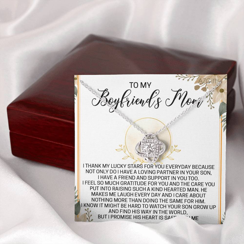 To My Boyfriend's Mom Necklace From Girlfriend,  Love Knot Pendant Gift For Boyfriend's Mom, Jewelry Gift Women, Boyfriend's Mom Gift Necklace On Mothers Day Birthday Presents for Mom Necklace