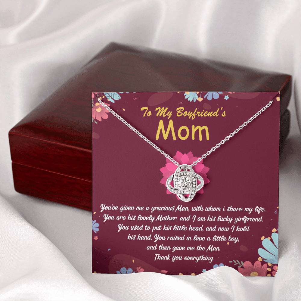 To My Boyfriends Mom Necklace From Girlfriend, Boyfriend's Mom Gift Necklace, Boyfriend Mom Gifts Jewelry For Boyfriend's Mom, Love Knot Necklace Gift For Boyfriends Mom On Mothers Day, Christmas