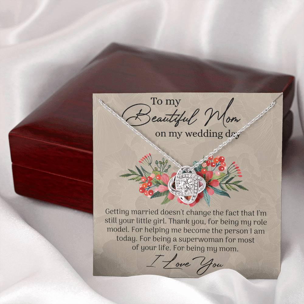 To My Beautiful Mom Necklace, Mom Wedding Gift Necklace from Bride, To My Beautiful Mom On My Wedding Day Necklace Mother of the Bride Gift Necklace Wedding Gift Necklace for Mom, Bride to Mom Gift