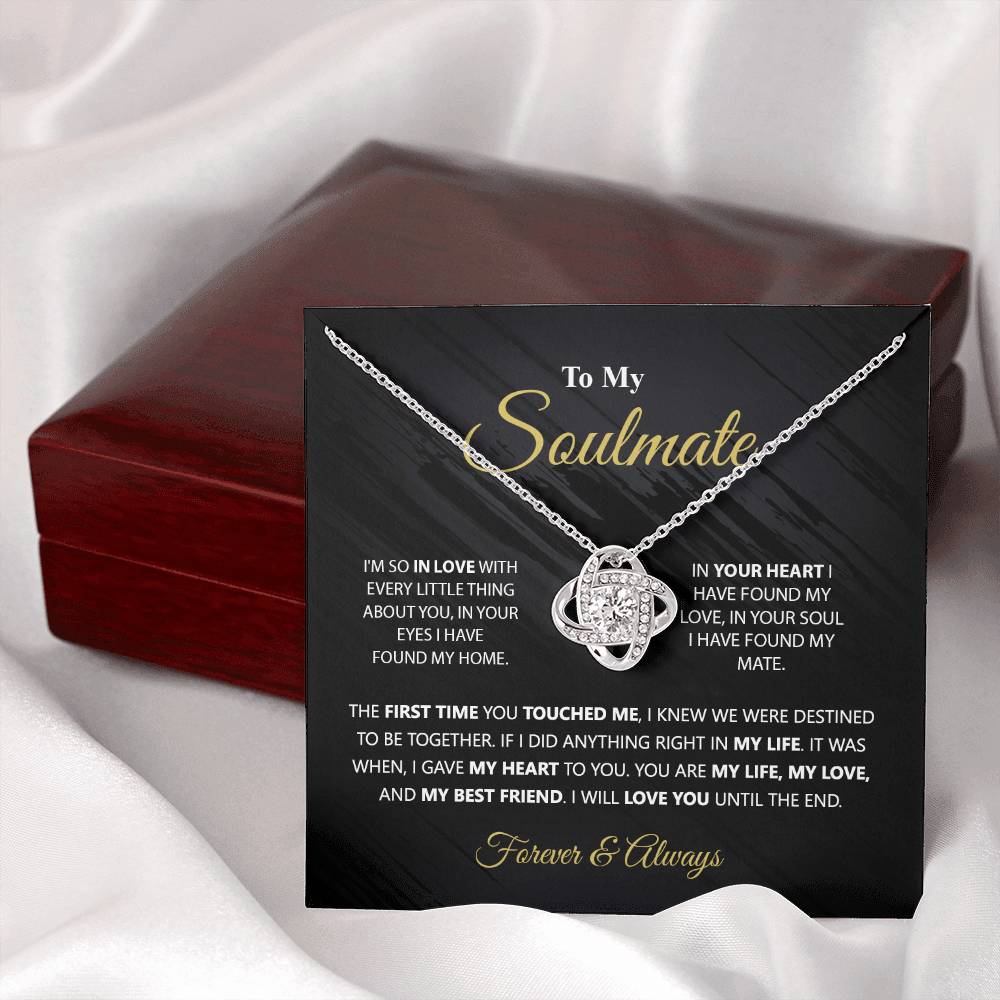 To My Soulmate Gift Necklace From Husband, Boyfriend, Valentines Gift Necklace For To My Wife Love Knot Necklace for Her Romantic Soulmate Gift Necklace, Girlfriend Gifts Necklace Message Card