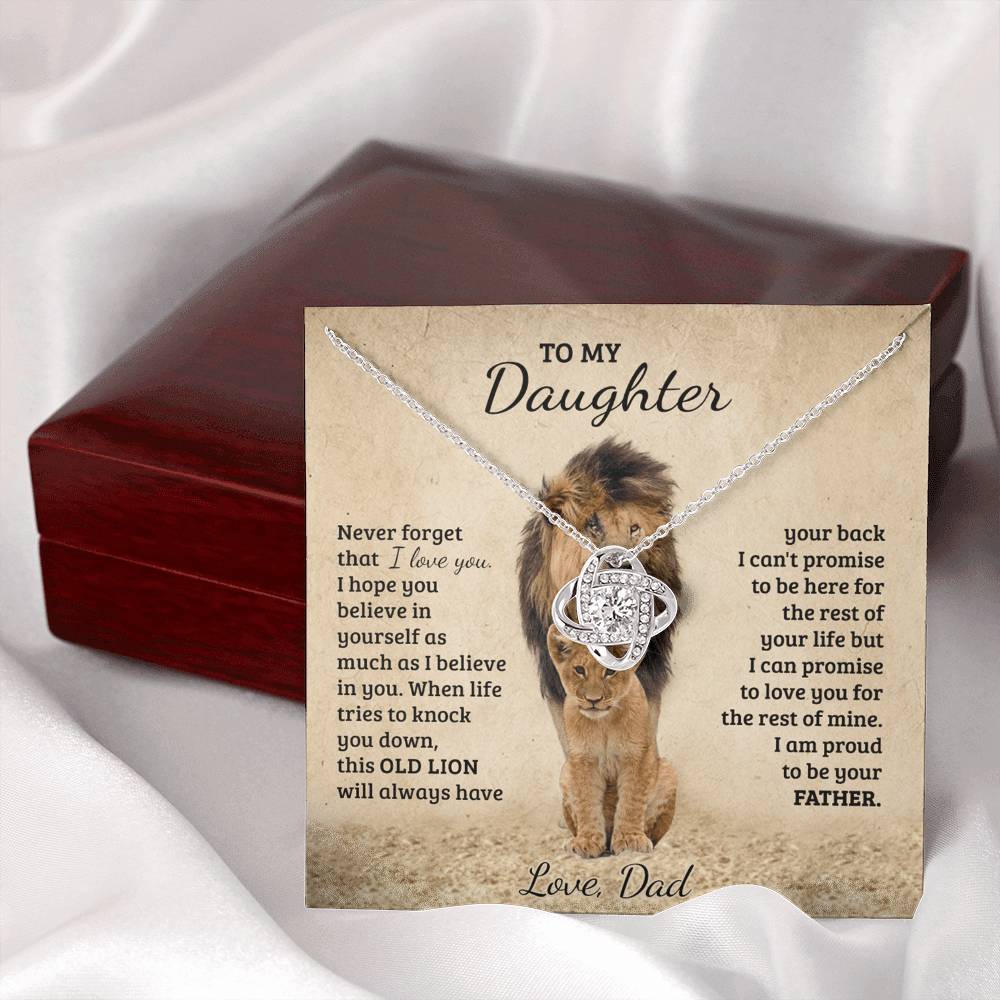 To My Daughter Gift Necklace from Dad Old Lion Your Back Believe Rest of Mine Personalized Chain Necklace Jewelry for Women Birthday Valentine Mother Jewelry Gift For Girls, Little Girl