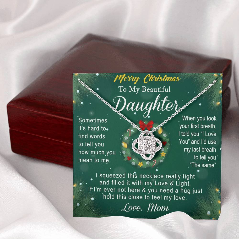 To My Beautiful Daughter Gift Necklace From Mom, Merry Christmas  Necklace For Daughter, Necklace for Christmas Daughter, Little Girl, Gift Pendant Mother And Daughter Jewelry Gift For Girls