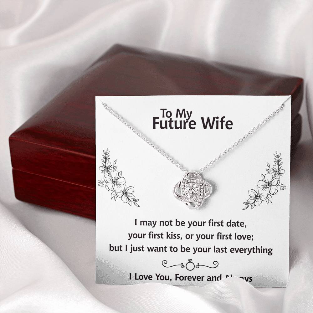 To My Future Wife Necklace, Love Knot Necklace For Girlfriend With Box And Message Card Soulmate Gift Necklace, Necklace For Her From Boyfriend, Jewelry Gift For Women, One Year Anniversary Pendant