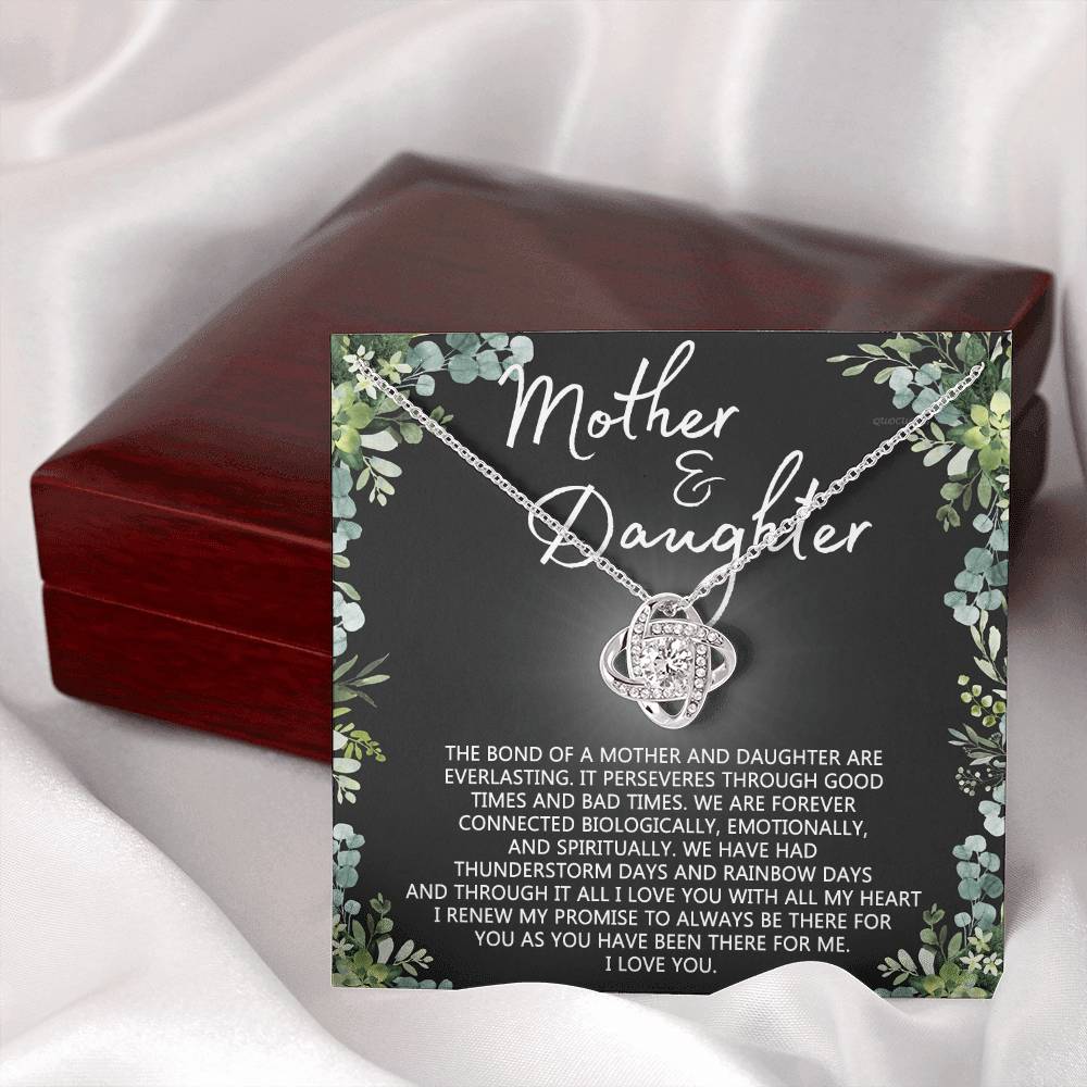 Mother And Daughter Necklace, Mothers day Necklace Gift For Mother, To My Mother Love Knot Necklace Gift From Daughter To Mom Jewelry Gift For Women Bonus Mom Boyfriend's Mom Gift Necklace