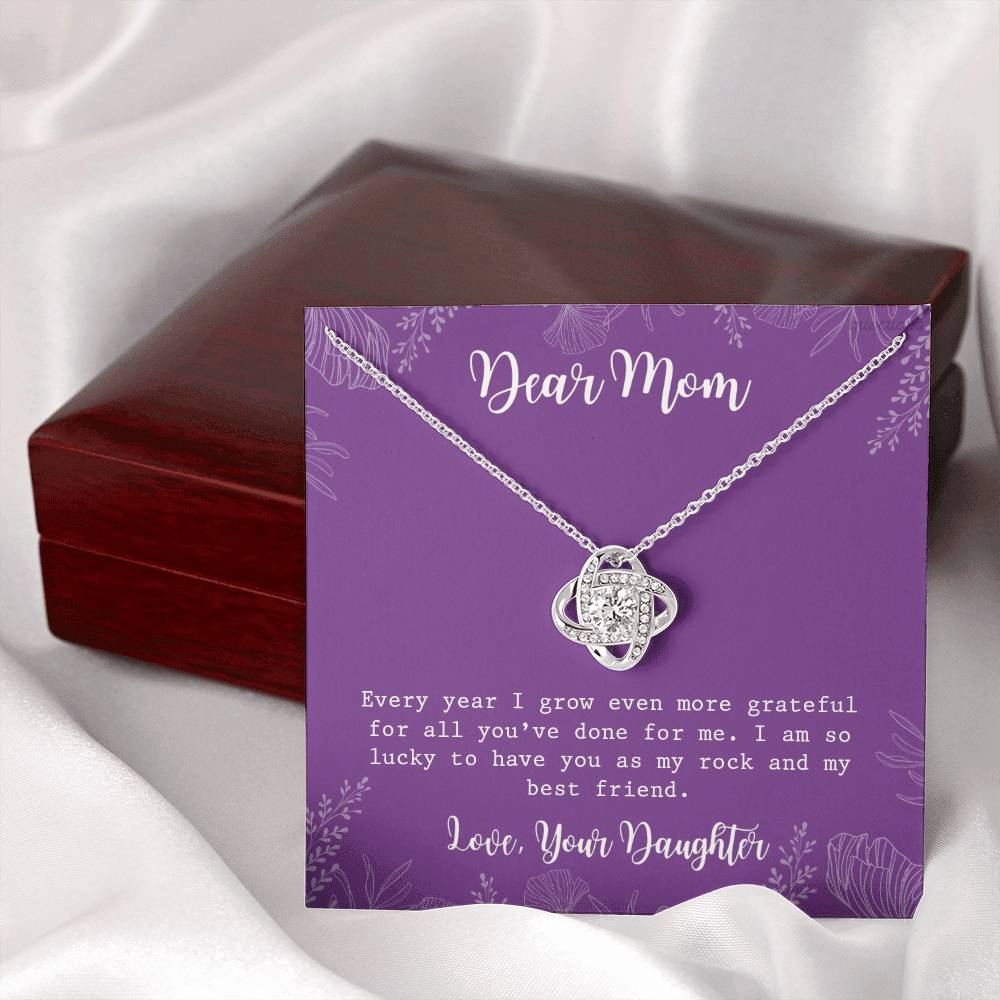 To My Mom Necklace From Daughter, My Best Friend Gift Necklace For Mom On Mothers Day, Birthday Gift Anniversary, Love Knot Pendant Gift For Her, Jewelry For Mom, Dear Mom Gifts Necklace