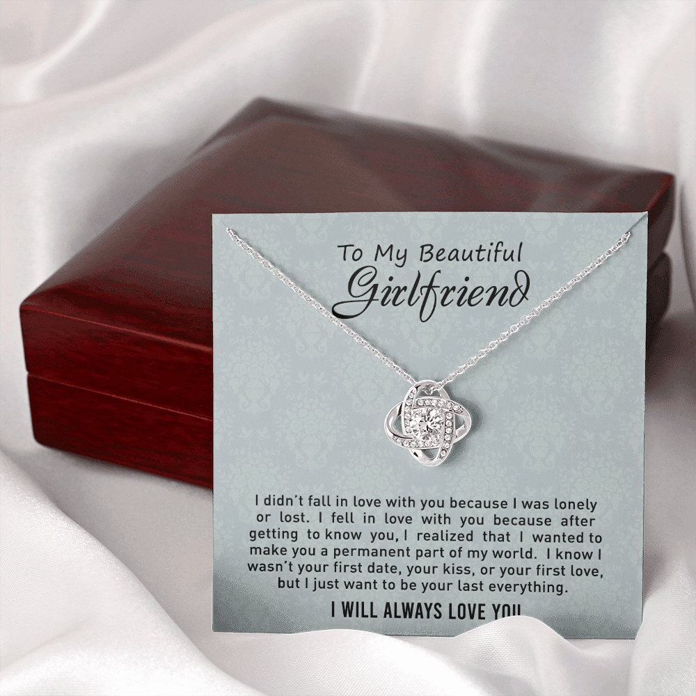 To My Beautiful Girlfriend Love Knot Necklace From Boyfriend, Husband, Girlfriend Gift Necklace - Love Knot Pendant Gift For Beautiful Girlfriend, Soulmate Gift Necklace To Girlfriend From Boyfriend