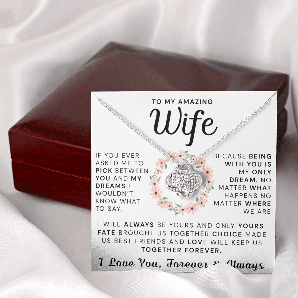 To My Amazing Wife Necklace From Husband, Gift Necklace For Wife, Soulmate, Girlfriend Necklace Gift On Valentine's Day Anniversary, Husband To Wife Love Knot Pendant Gift From Husband, Boyfriend