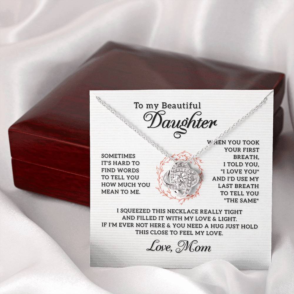 To My Beautiful Daughter Necklace from Mom, Mother and Daughter Gift Necklace, Gift for Daughter, Necklace for Daughter, Jewelry Gift For Girls, Little Girl, Sometimes It's Hard Gift Necklace