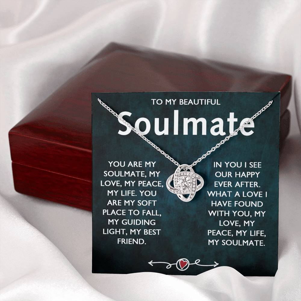 To My Beautiful Soulmate Necklace, Gift Necklace for Soulmate, Love Knot Necklace for Girlfriend, Soulmate Jewelry, Future Wife Gift Necklace, Necklace for Wife from Husband 14k White Gold