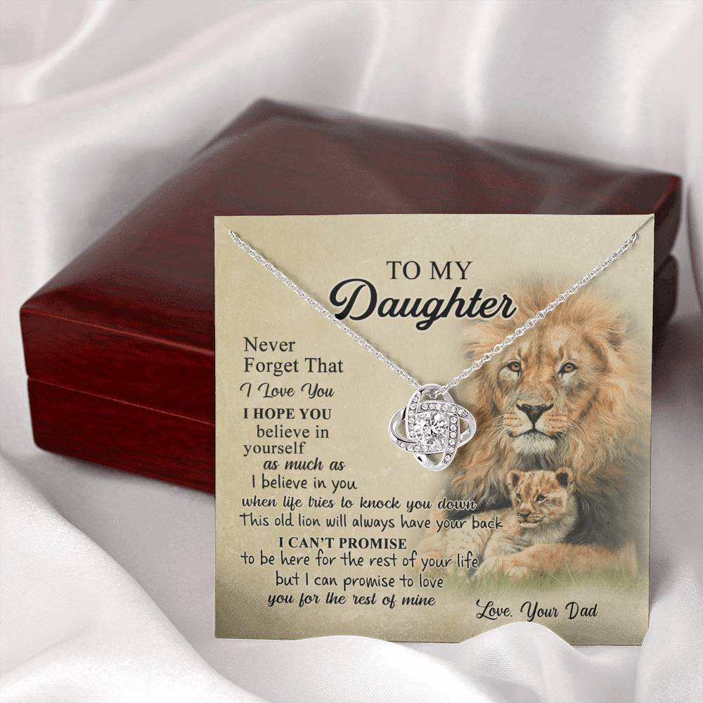 To My Daughter Gift Necklace from Dad Old Lion Your Back Believe Rest of Mine Personalized Gift Necklace Chain Gift on Birthday Graduation Gift Jewelry Gift For Girls, Little Girl Necklace